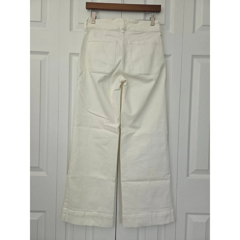 J. Crew Denim Trouser High Rise Stacked Button Womens 25P White NWT $158 CV261